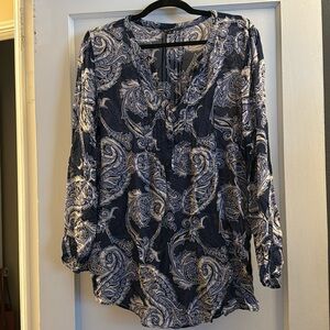 Lucky Brand, Large, blue paisley, sheer top